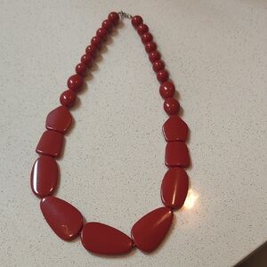 Vintage Elegant Red Beaded Necklace Rare